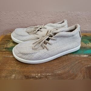 Roxy Minnow Mid Top Lace Up Casual Tan Sneakers Womens 7 Canvas Memory Foam